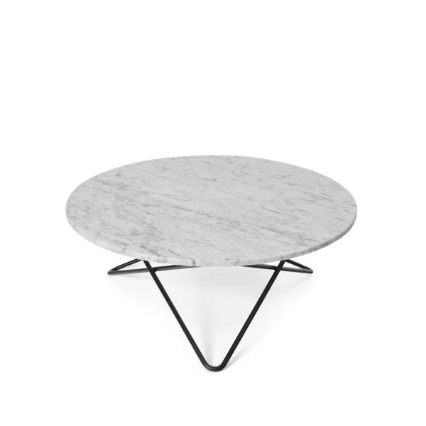 OX Denmarq Table basse O marbre blanc, support laqué noir