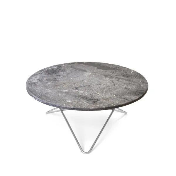 OX Denmarq Table basse O Marbre gris, support en acier inoxydable