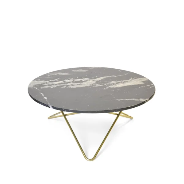 OX Denmarq Table basse O marbre noir, support en laiton