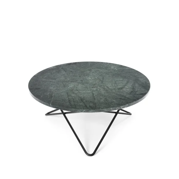 OX Denmarq Table basse O marbre vert, support laqué noir