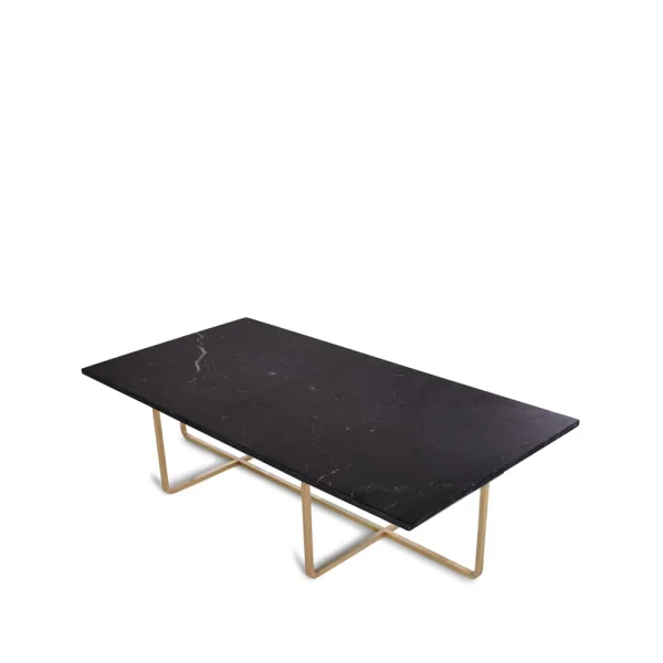 OX Denmarq Table basse rectangulaire Ninety marbre marquina, support en laiton