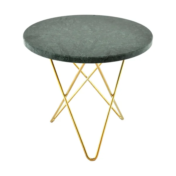 OX Denmarq Table d'appoint Mini O Ø40 H37, structure en laiton marbre vert