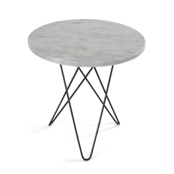 OX Denmarq Table d'appoint Mini O Ø40 H37, structure noire marbre blanc