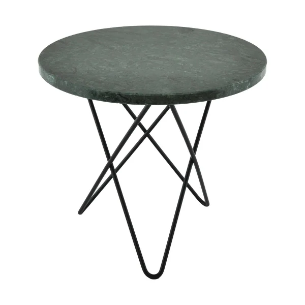 OX Denmarq Table d'appoint Mini O Ø40 H37, structure noire marbre vert