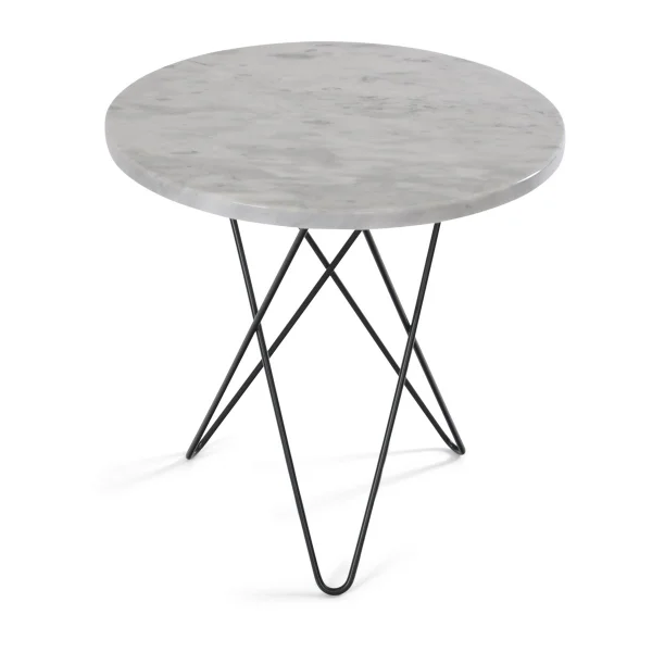 OX Denmarq Table d'appoint Mini O Tall Ø50 H50, structure noire marbre blanc