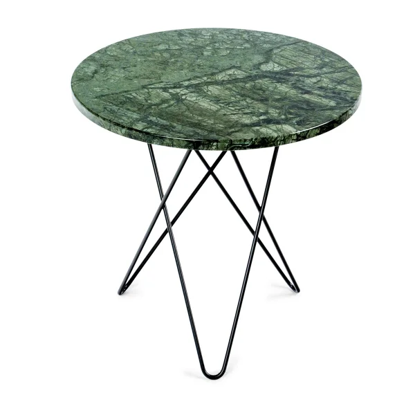 OX Denmarq Table d'appoint Mini O Tall Ø50 H50, structure noire marbre vert