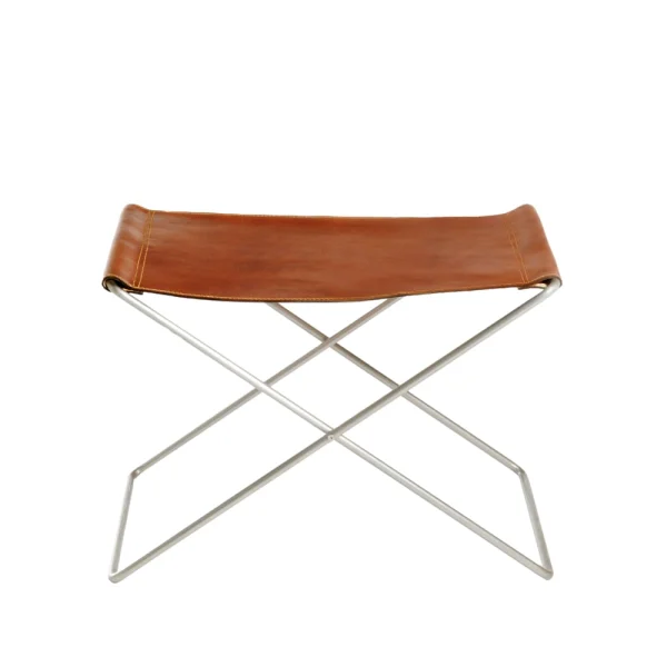 OX Denmarq Tabouret OX Stool cuir cognac, acier inoxydable