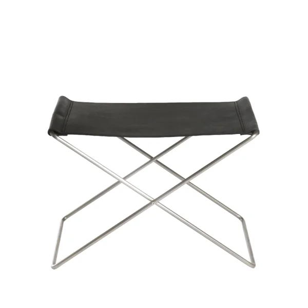 OX Denmarq Tabouret OX Stool cuir noir, acier inoxydable