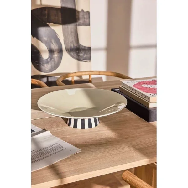 OYOY Living Design - Toppu Centerpiece Plat Low Vanilla/Black/White