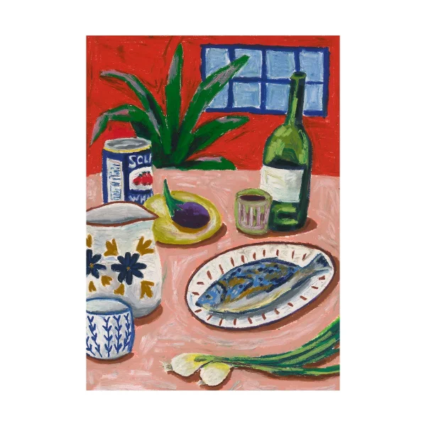 Paper Collective Composition with Fish poster 70x100cm