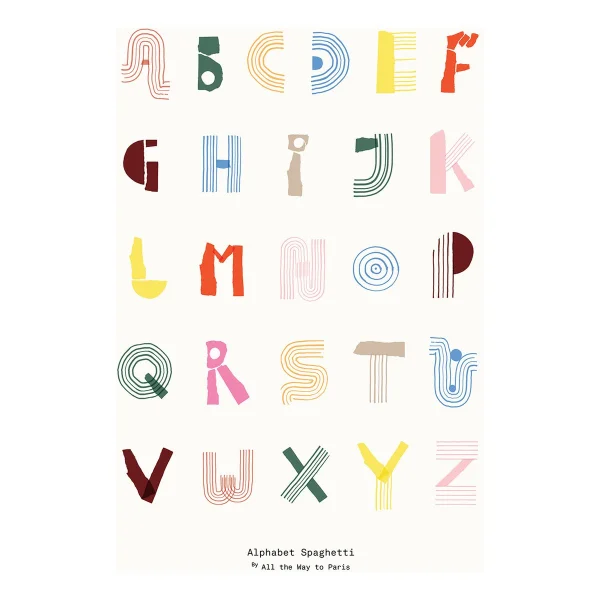 Paper Collective Poster Alphabet Spaghetti ENG Multi-colour 70x100 cm
