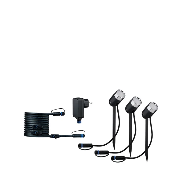 Paulmann - Plug & Shine 3 LED Lampe de Jardin Smart Home ZigBee 3.0 Pike IP65 RGBW+ Anthrac