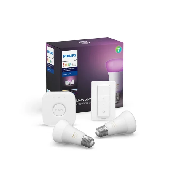 Philips Hue -  White+Color Amb. Kit de démarrage 2 Bluetooth E27 1055lm Philips