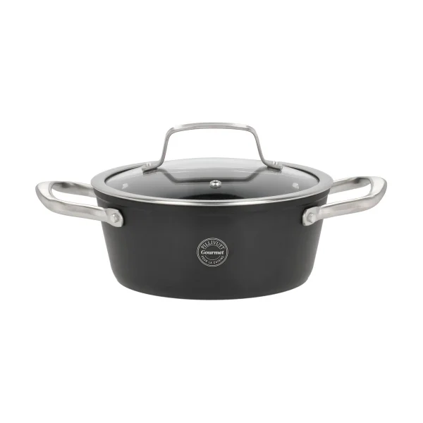 Pillivuyt Fait-tout avec couvercle en verre Travo 2,1 l Noir-aluminium