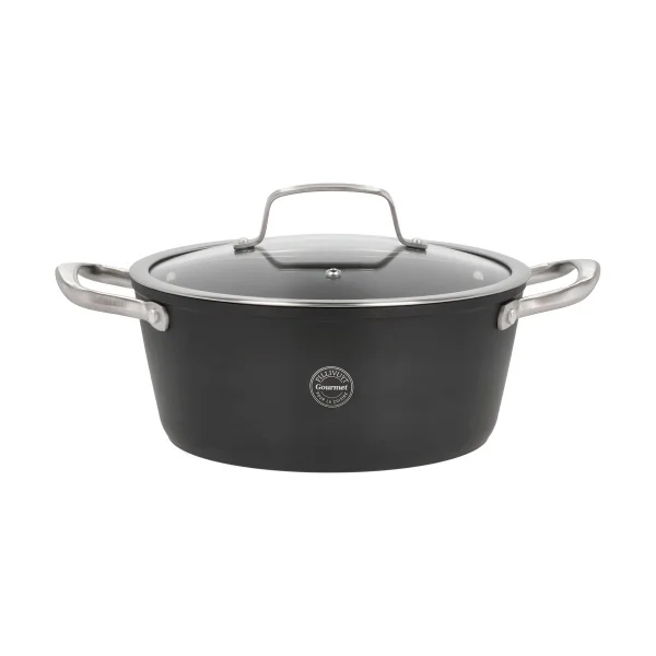 Pillivuyt Fait-tout avec couvercle en verre Travo 3,8 l Noir-aluminium