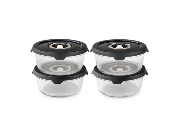 Récipient en verre sous vide rond – 635ml - 4-paquet