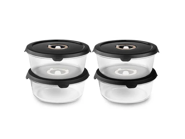 Récipient en verre sous vide rond – 930ml - 4-paquet