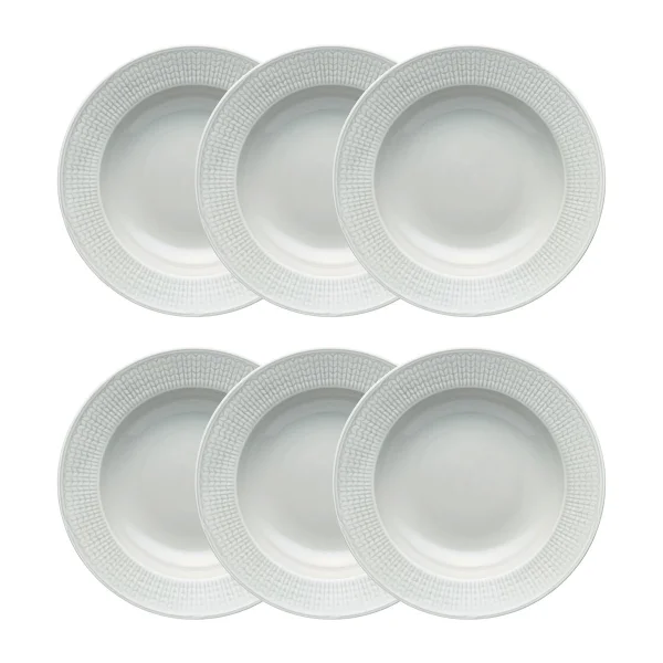 Rörstrand Assiette creuse Swedish Grace 25 cm lot de 6 Brume(gris) Brouillard (gris)