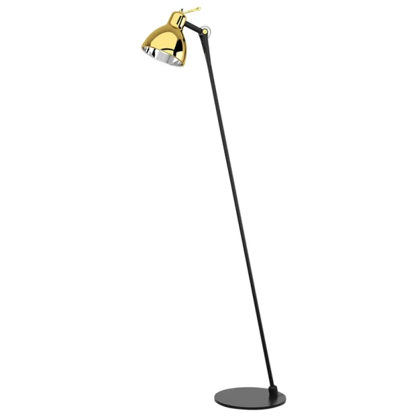 Rotaliana - Lampadaire Luxy F0 Glam, noir/doré, abat-jour en verre