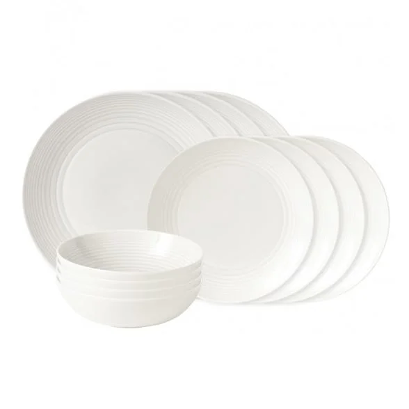 Royal Doulton Ensemble d'assiettes Maze 12 pièces blanc