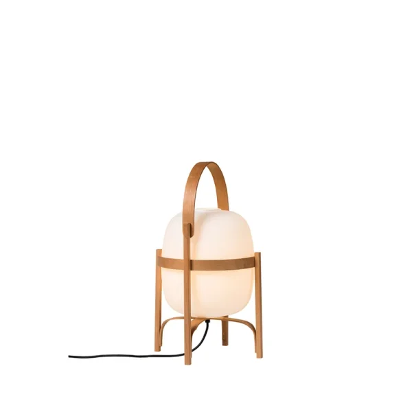 Santa & Cole - Cesta Lampe de Table Wood/White Opale Glass