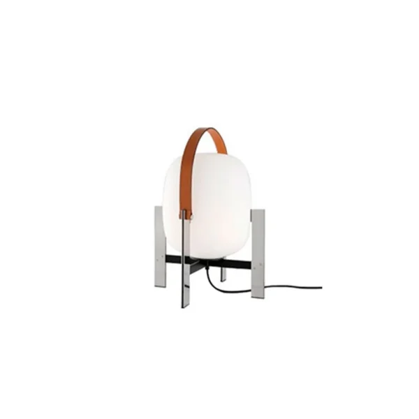 Santa & Cole - Cesta Metálica Lampe de Table w/Handle Stainless Steel/White Opale Glass Santa