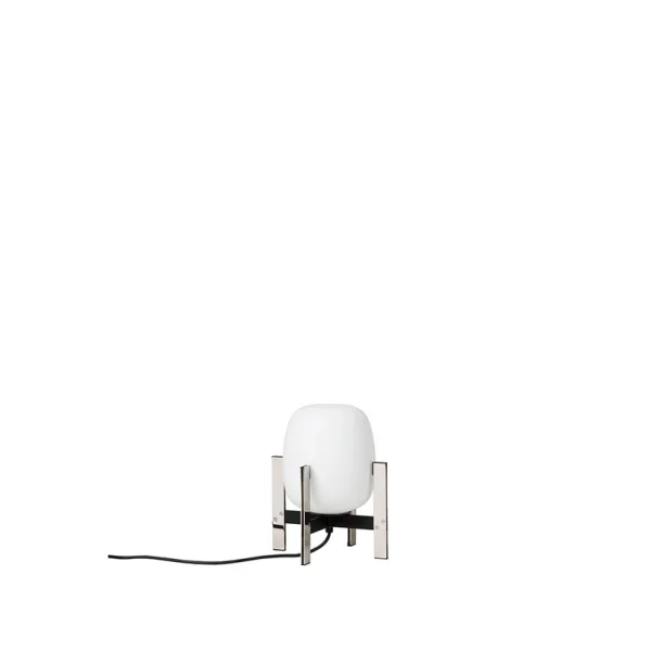 Santa & Cole - Cesta Metálica Lampe de Table w/o Handle Stainless Steel/White Opale Glass San
