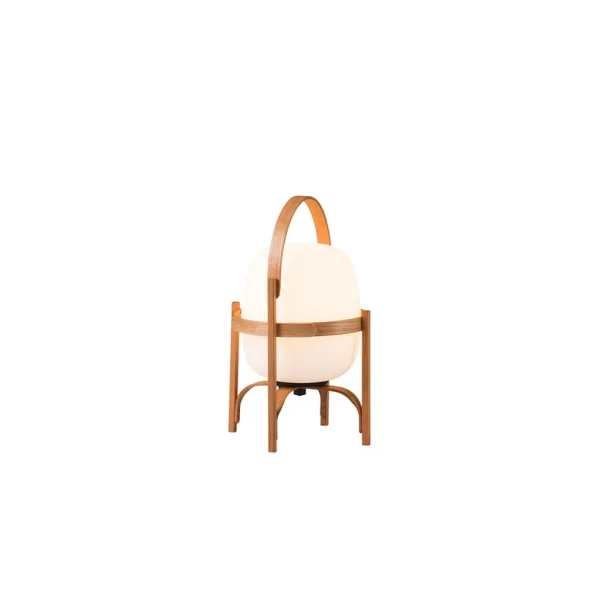 Santa & Cole - Cestita Batería Portable Lampe de Table Wood/White Opale Glass