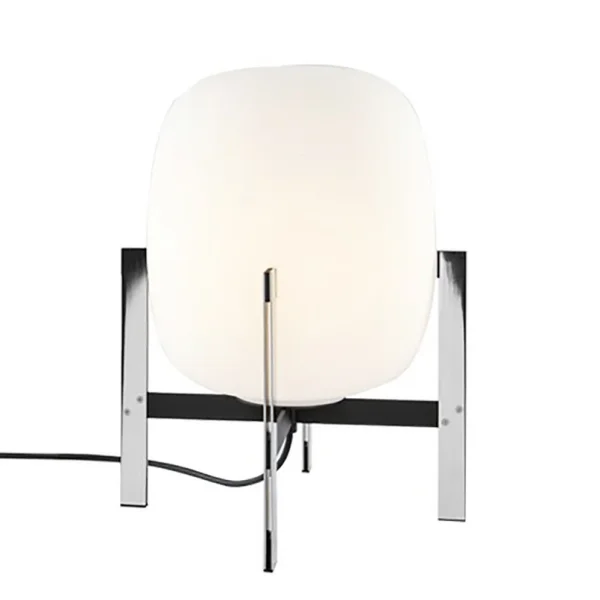 Santa & Cole - Cestita Metálica Lampe de Table Stainless Steel/White Opale Glass