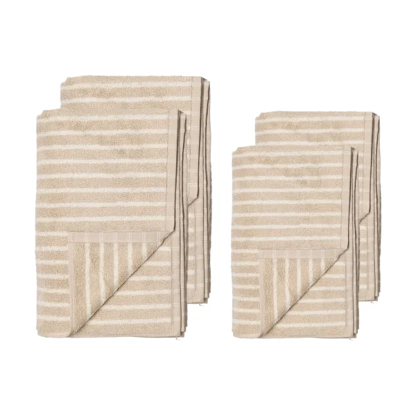 Scandi Living Ensemble de serviettes Drift 4 pièces - Beige-blanc