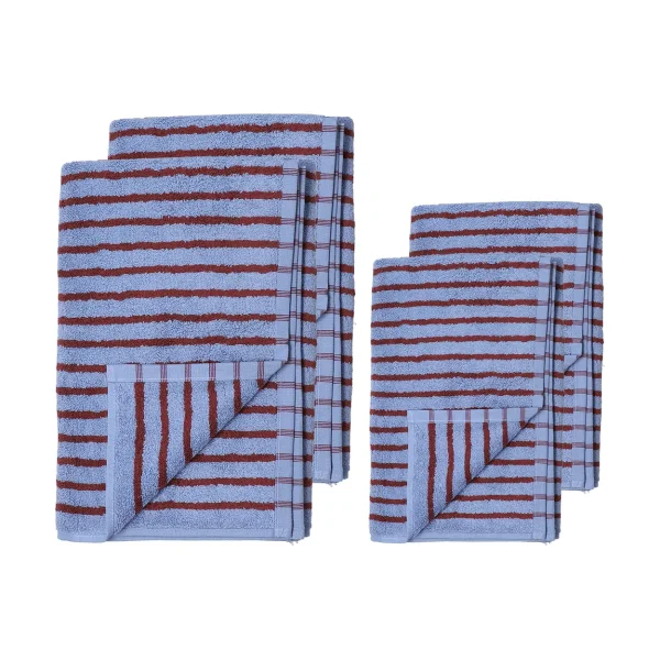 Scandi Living Ensemble de serviettes Drift 4 pièces - Bleu-rouge