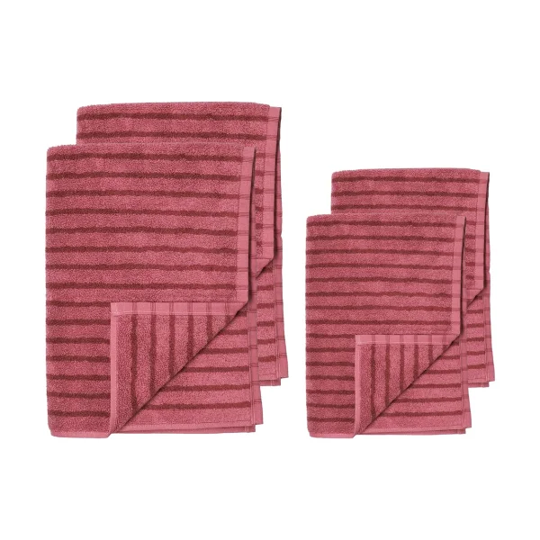 Scandi Living Ensemble de serviettes Drift 4 pièces - Rose-rouge