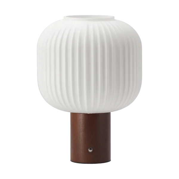 Scandi Living Lampe de table portable Fair Verre dépoli – frêne teinté foncé