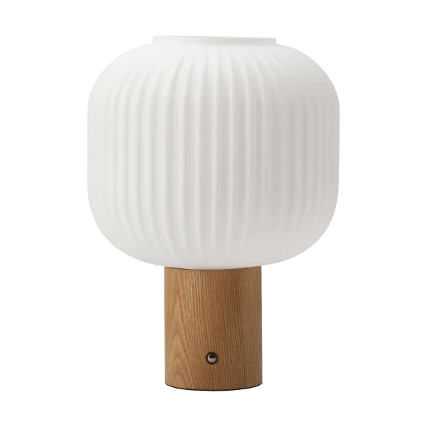 Scandi Living Lampe de table portable Fair Verre dépoli – frêne