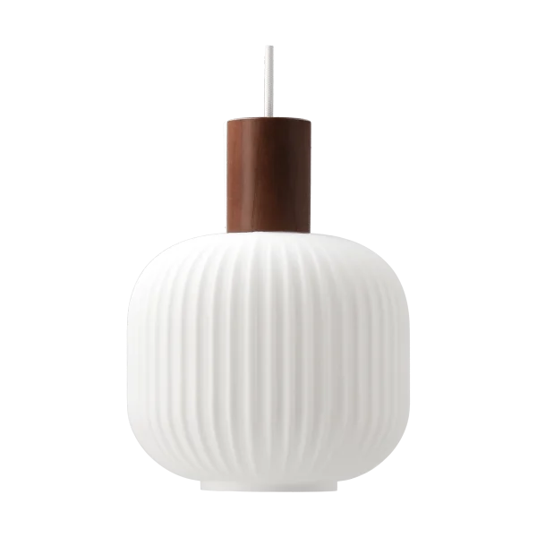 Scandi Living Suspension Fair Ø20 cm Verre dépoli – frêne teinté foncé