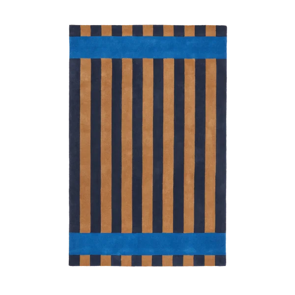 Scandi Living Tapis en laine Aisles Bleu, 200x300 cm