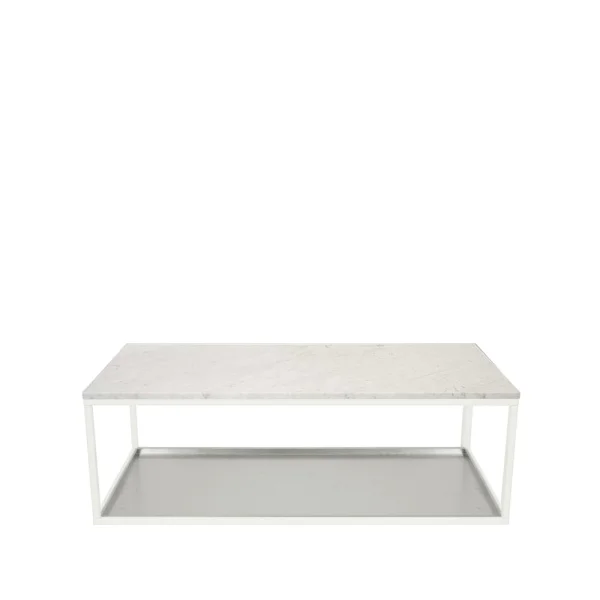 Scherlin Table basse 11 marbre blanc, structure laquée blanc, plateau en zinc