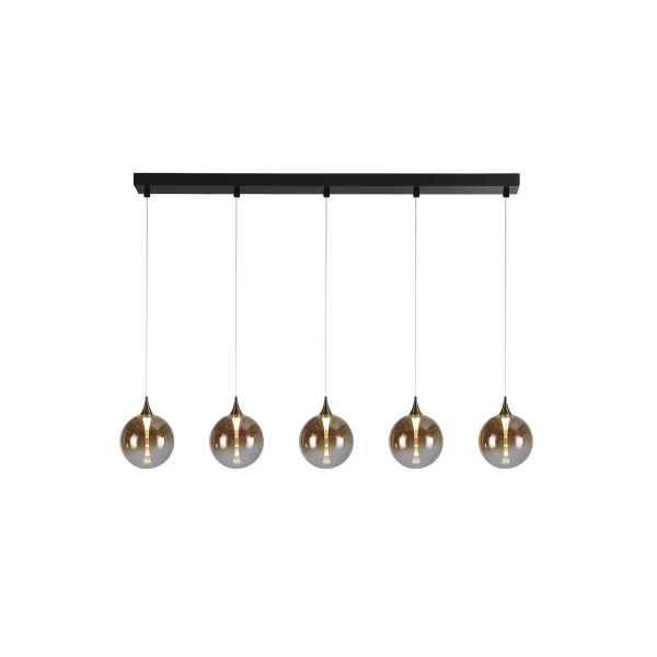 Searchlight Alchemy - lampe suspendue - 120 x 150 cm - 19W LED dimmable inclus - noir, or et ambre