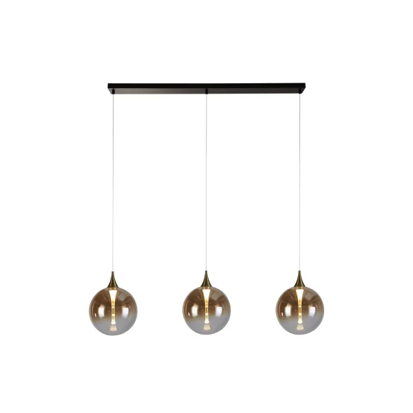 Searchlight Alchemy - lampe suspendue - 68 x 150 cm - 13W LED dimmable inclus - noir, or et ambre