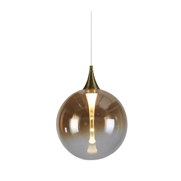 Searchlight Alchemy - lampe suspendue - Ø 16 x 150 cm - 4W LED inclus - noir, or et ambre