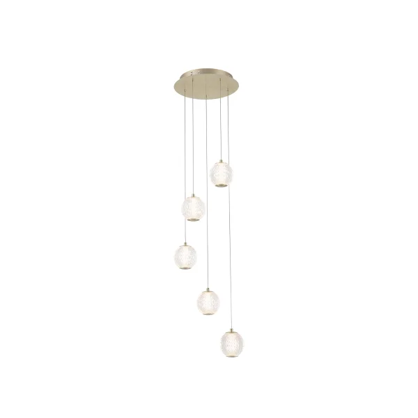 Searchlight Allure - lampe suspendue - Ø 30 x 150 cm - 21W dimmable LED inclus - laiton satiné et transparent