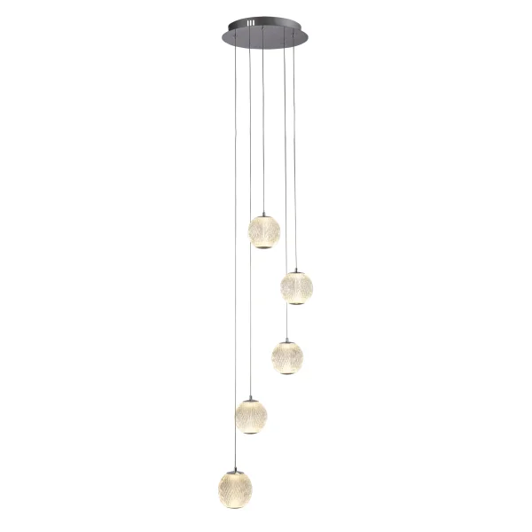 Searchlight Allure - lampe suspendue - Ø 30 x 150 cm - 21W LED dimmable inclus - chrome et transparent