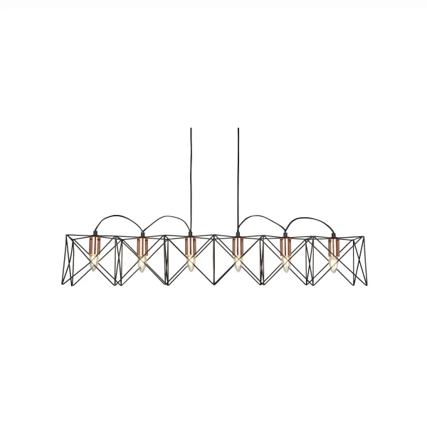 Searchlight Anthea - lampe suspendue - 110 x 19 x 145 cm - noir et cuivre
