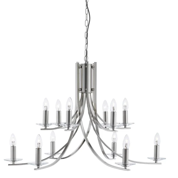 Searchlight Ascona - lustre - Ø 88 x 262 cm - argent satiné