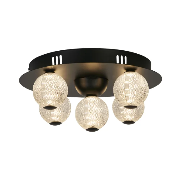 Searchlight Asteroid - plafonnier - Ø 33 x 16 cm - 21W LED dimmable inclus - noir