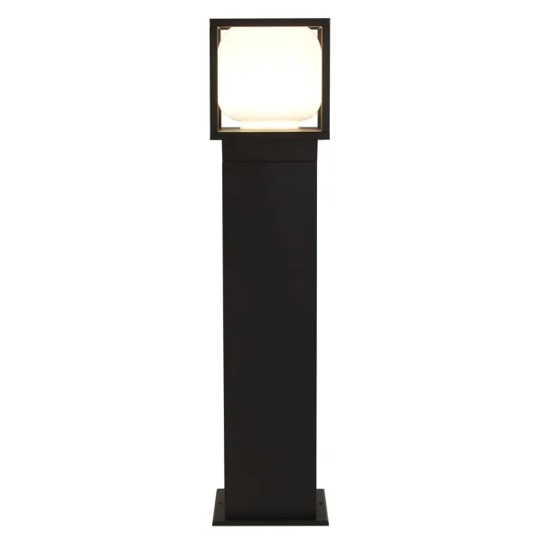 Searchlight Athens - mât de jardin - 15 x 15 x 65 cm - 9 W LED inclus - IP54 - noir et opale