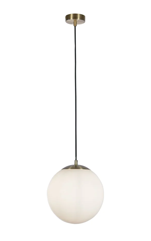 Searchlight Atom II - lampe suspendue - Ø 30 x 120 cm - laiton satiné et opale