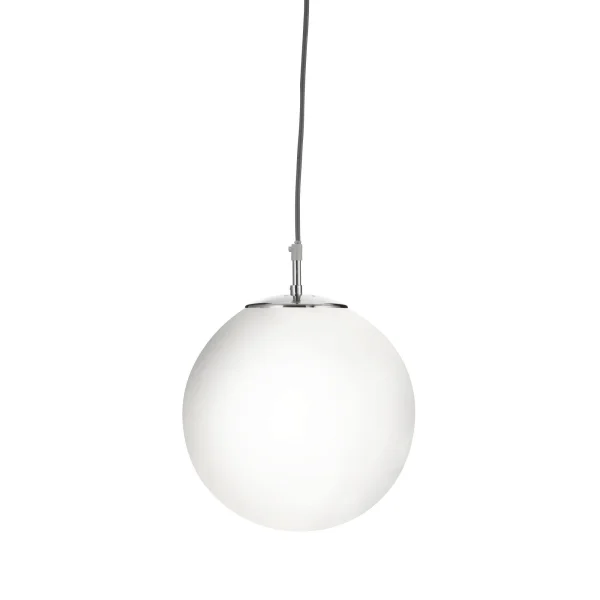 Searchlight Atom - lampe suspendue - Ø 30 x 120 cm - argent satiné et opale brillant