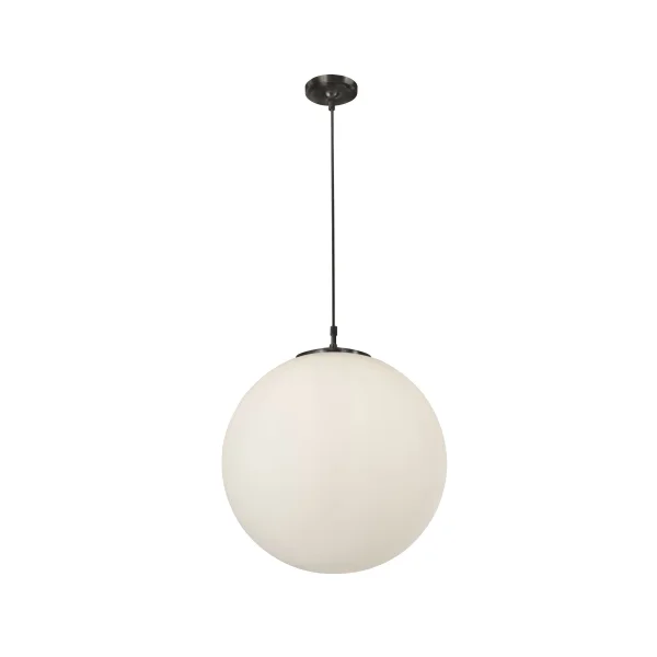 Searchlight Atom - lampe suspendue - Ø 30 x 120 cm - opale mat et noir mat