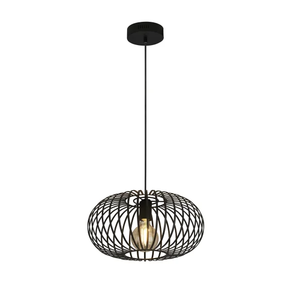 Searchlight Avery - lampe suspendue - Ø 40 x 150 cm - noir mat